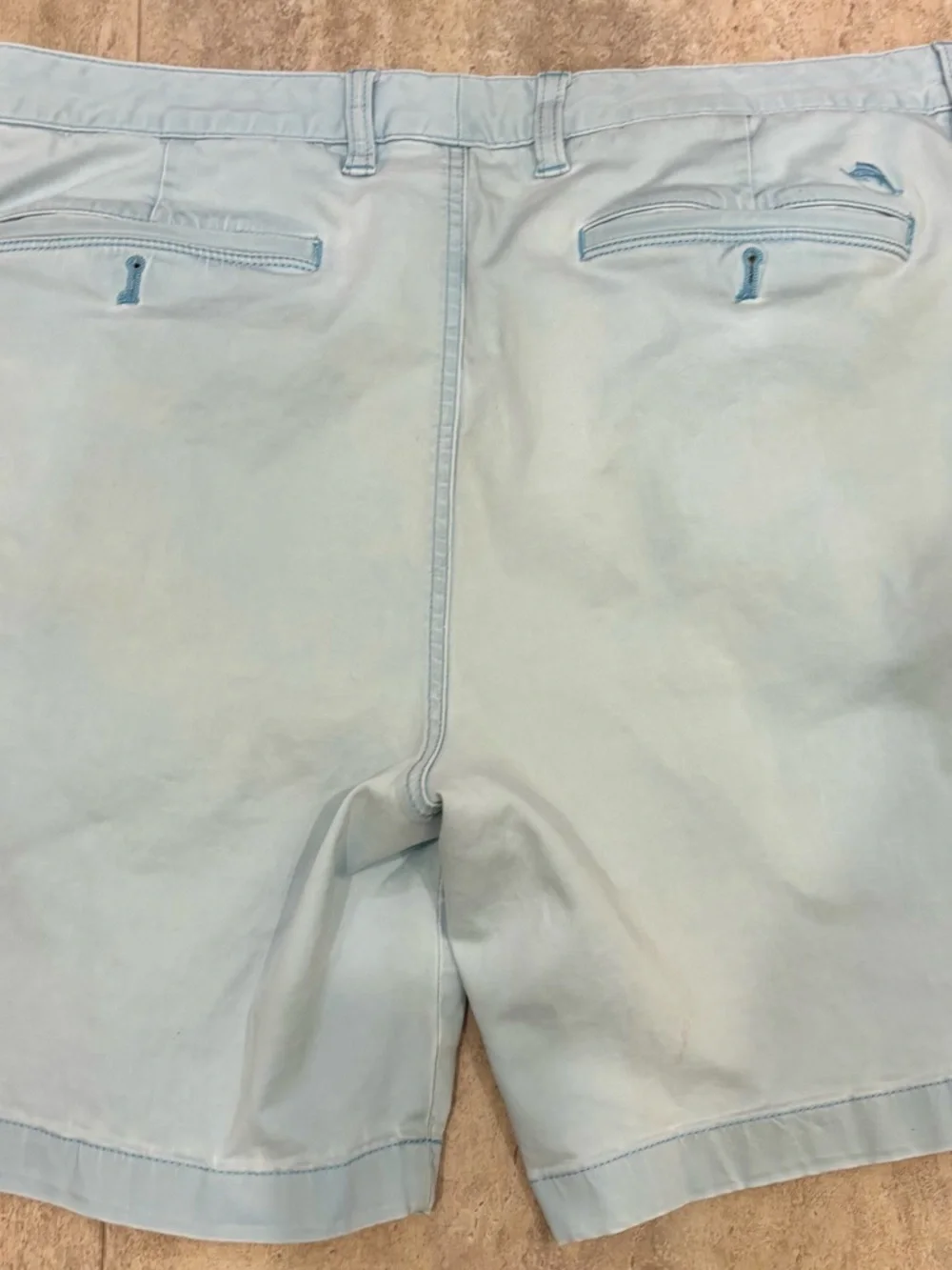 2 Pairs of Tommy Bahama Aqua and Light Blue Flat-Front Cotton Shorts